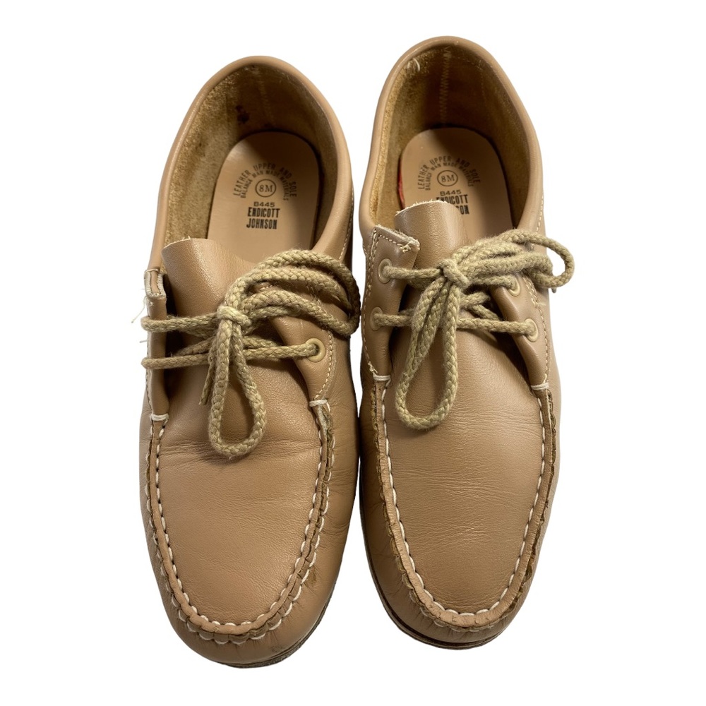 Endicott Johnson Vintage Leather Upper and Sole Tan Bowling Shoes Size 8 Medium